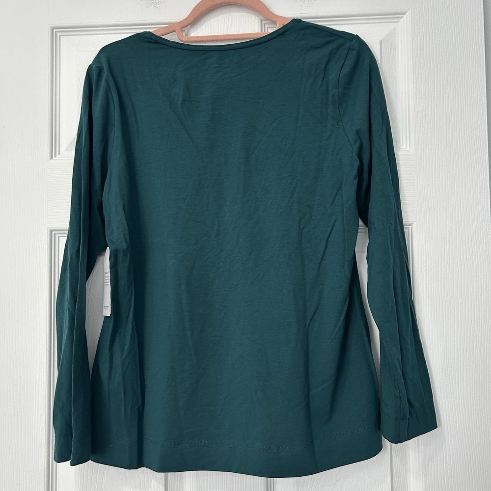 Chico's The Ultimate Tee Long Sleeve Women's Sz Medium Dark Green Casual Comfort - Picture 5 of 7